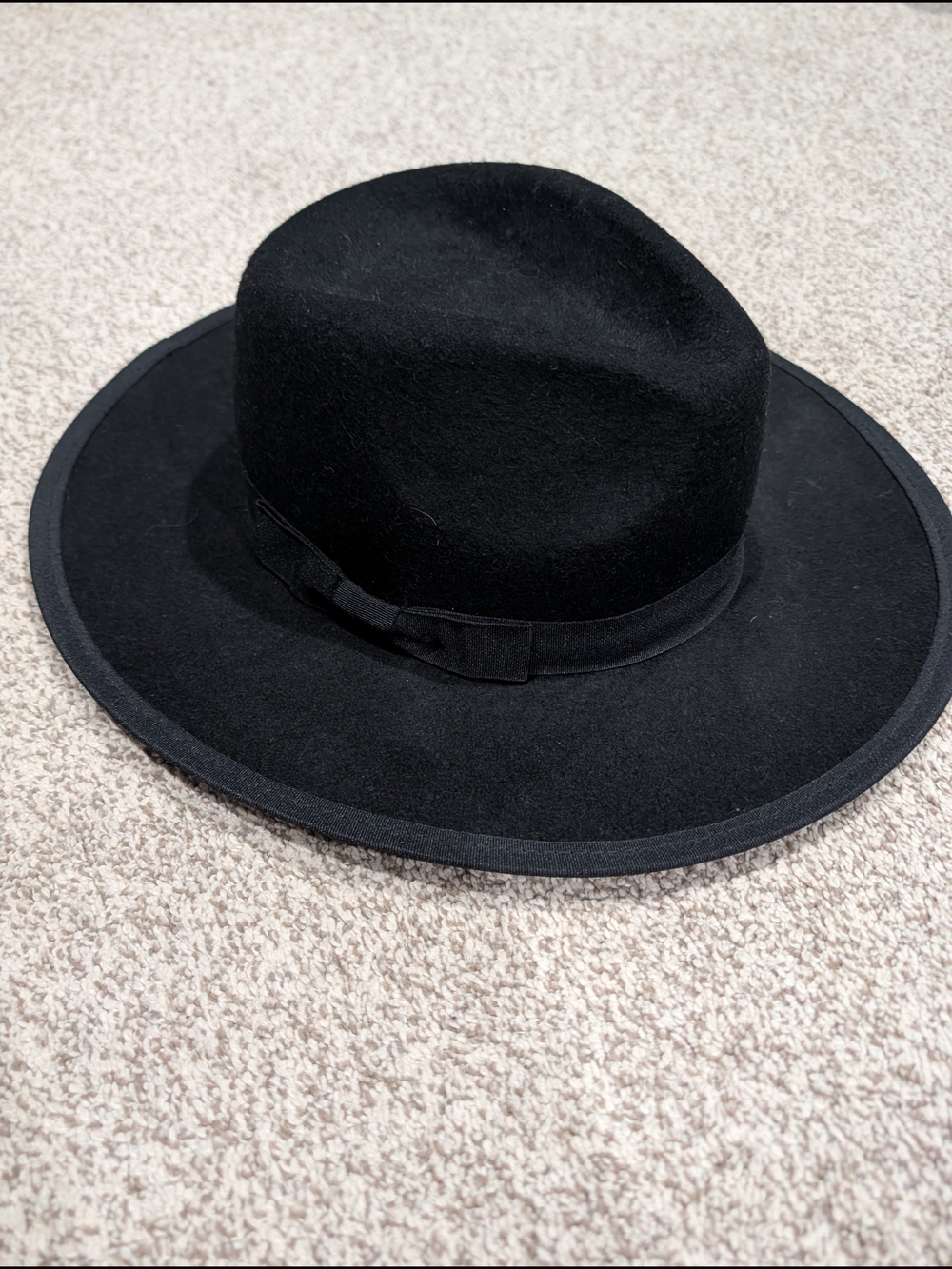 JustFab Black Wool Wide Brim Hat With Bow